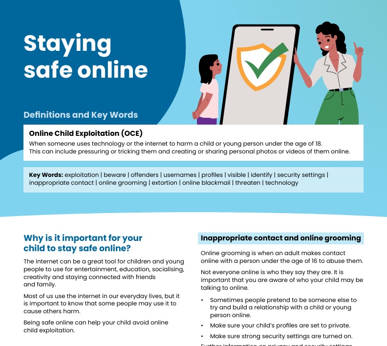 Staying safe online factsheet from the ACCCE